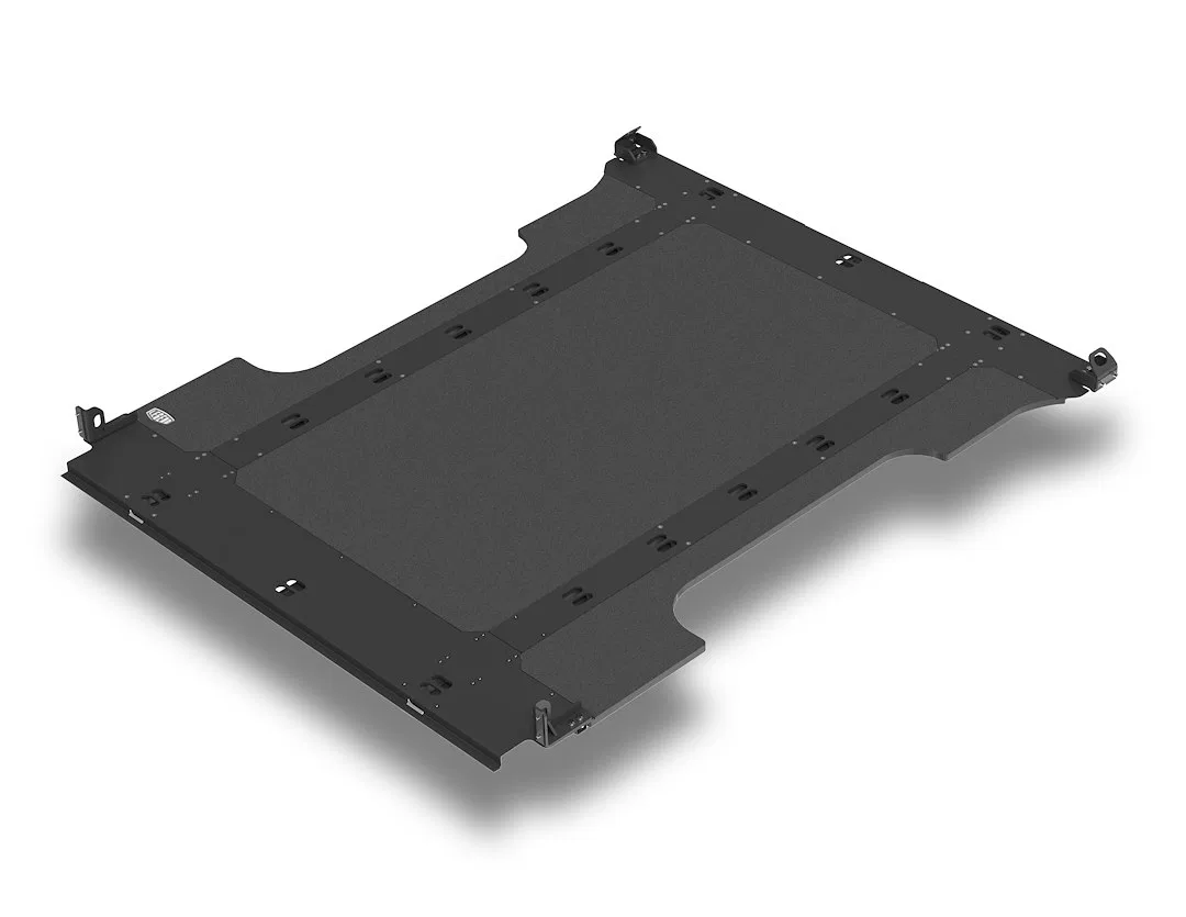 FD2621-EMU1 – LEGEND FLEET Bed Liner, Drop-In Under Bed Rail Black Matte Textured Steel With Flexible Tie-Downs